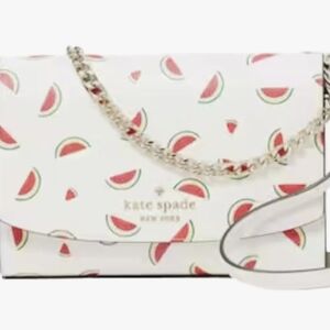 Kate Spade White Red Pink Watermelon Pattern Crossbody Handbag Clutch Purse